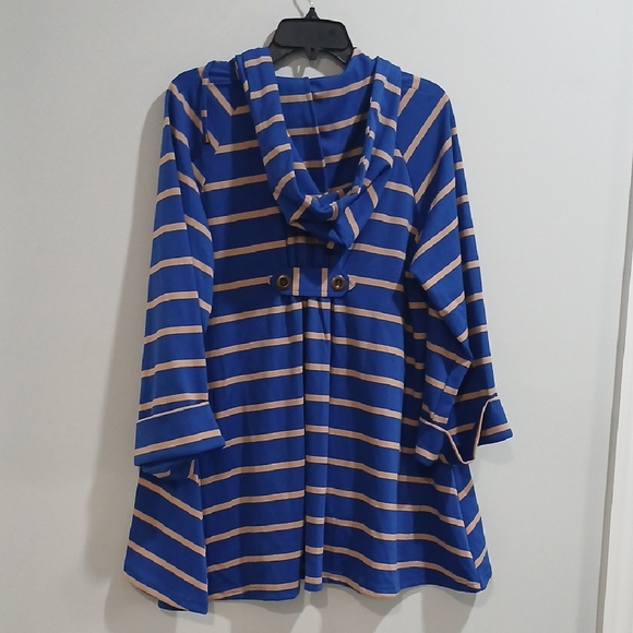 For Cynthia Women's Flare Tail Full Zip Striped Hooded Jacket Sz L NEW WITH TAGS - Picture 6 of 14